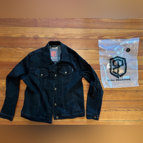 Born Primitive Black Endeavor Stretchy Denim Jacket Size Small NWT - Picture 1 of 5